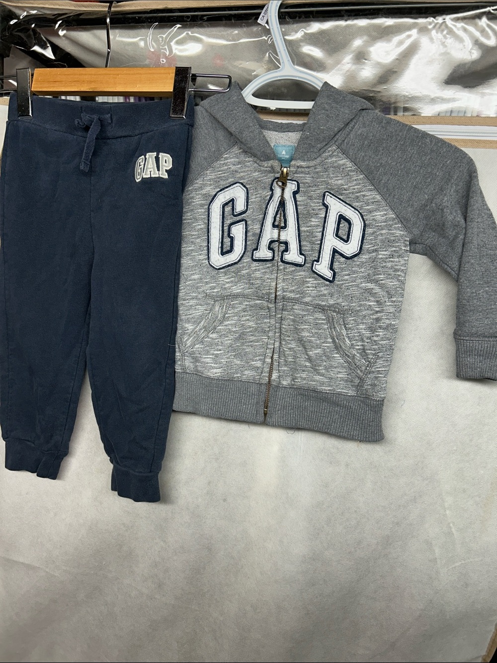 GAP Gray Hooded Zip Sweatshirt & Navy Jogger Pants